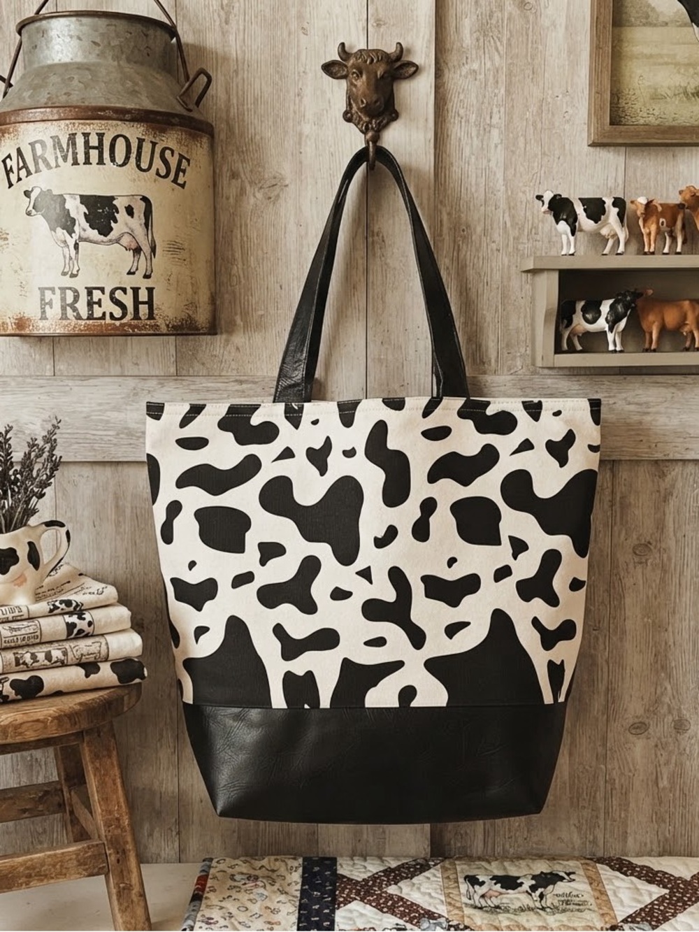 Stylish Black and White Tote Bag